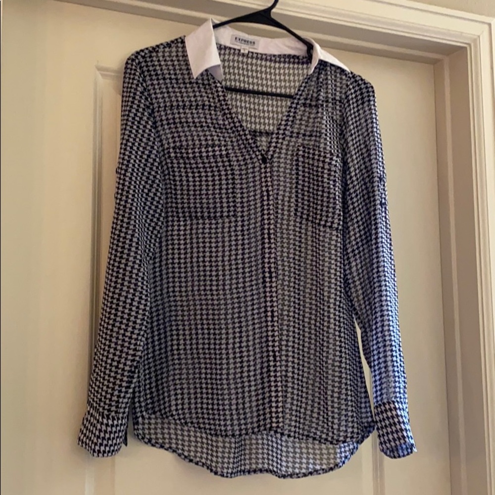 Long sleeve sheer button up Express blouse